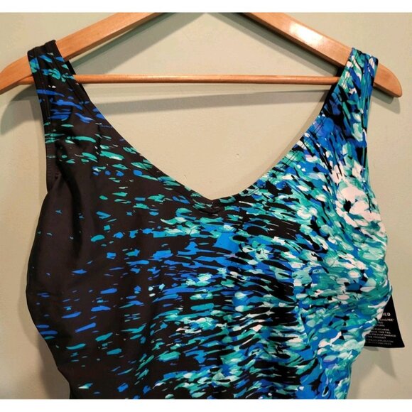 New Swim 365 Swimsuits For All Blue Black 1pc Swimsuit Sz 18 - Picture 2 of 9